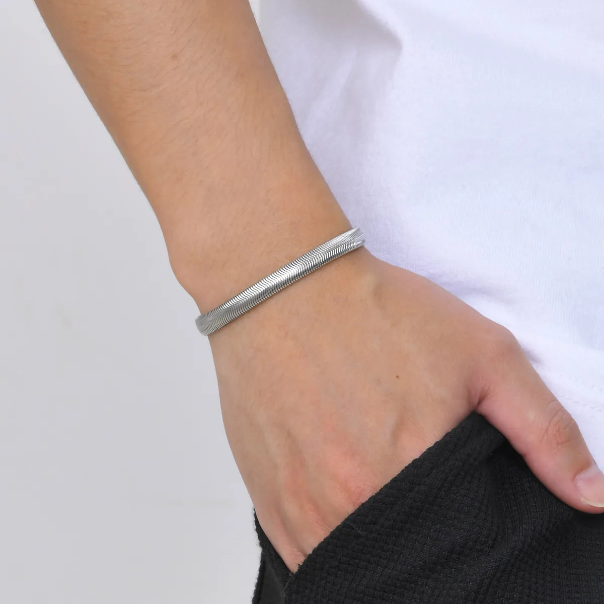 Simple Style Solid Color 201 Stainless Steel Polishing Men'S Bracelets