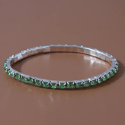 Simple Style Solid Color 302 Stainless Steel Inlay Rhinestones Women's Bracelets