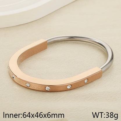 Simple Style Solid Color 304 Stainless Steel 18K Gold Plated Bangle In Bulk