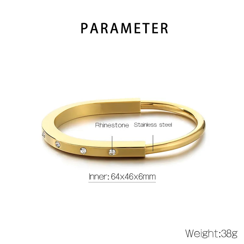 Simple Style Solid Color 304 Stainless Steel 18K Gold Plated Bangle In Bulk