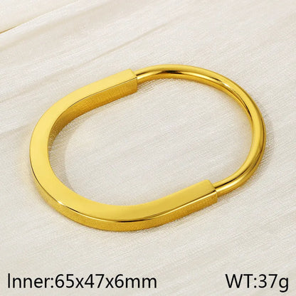 Simple Style Solid Color 304 Stainless Steel 18K Gold Plated Bangle In Bulk