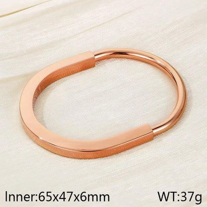 Simple Style Solid Color 304 Stainless Steel 18K Gold Plated Bangle In Bulk