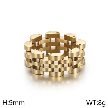 Simple Style Solid Color 304 Stainless Steel 18K Gold Plated Unisex Rings