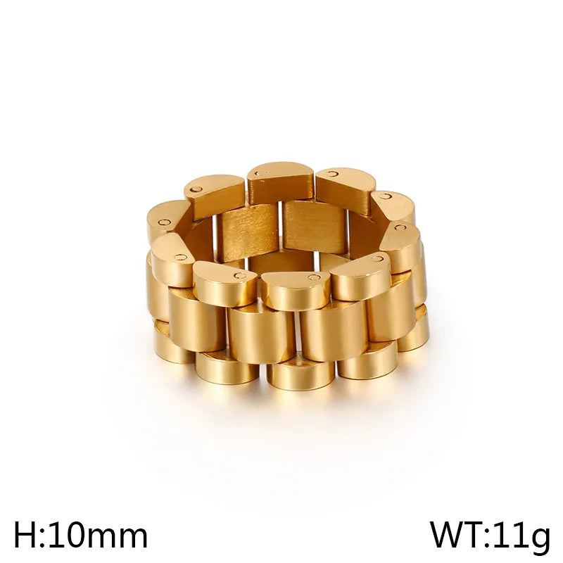 Simple Style Solid Color 304 Stainless Steel 18K Gold Plated Unisex Rings