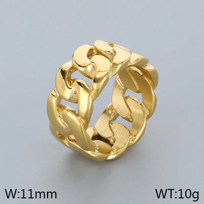 Simple Style Solid Color 304 Stainless Steel Hollow Out 18K Gold Plated Men'S Rings