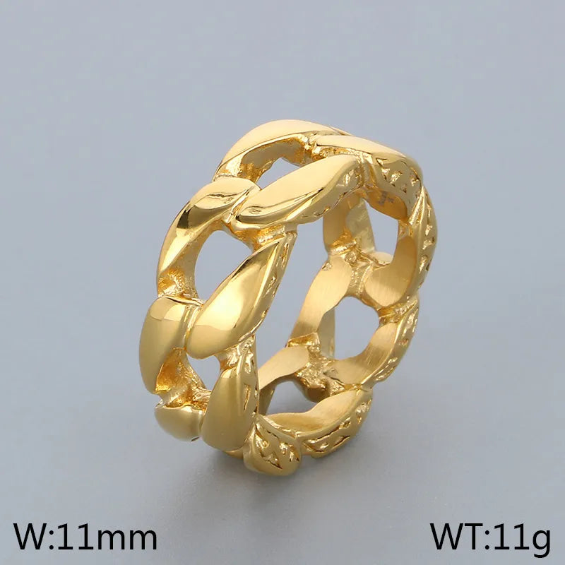 Simple Style Solid Color 304 Stainless Steel Hollow Out 18K Gold Plated Men'S Rings