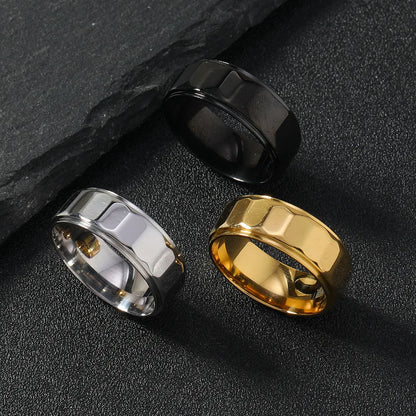 Simple Style Solid Color 304 Stainless Steel Plating Unisex Rings