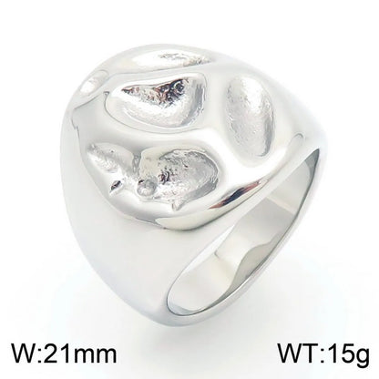 304 Stainless Steel 18K Gold Plated Simple Style Irregular Solid Color Rings