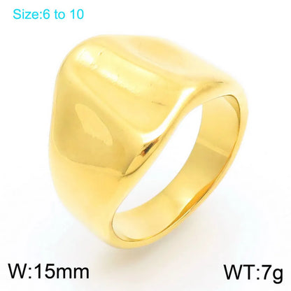 304 Stainless Steel 18K Gold Plated Simple Style Irregular Solid Color Rings