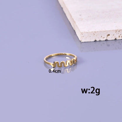 Simple Style Solid Color 304 Stainless Steel Titanium Steel 18K Gold Plated Rings In Bulk