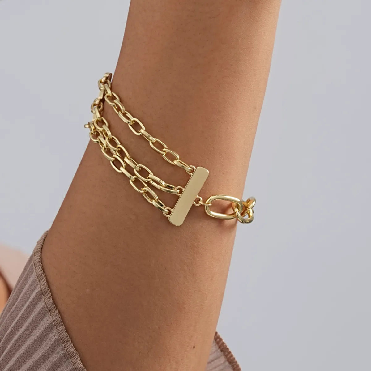 Simple Style Solid Color Alloy Chain Women's Bracelets