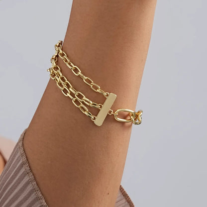 Simple Style Solid Color Alloy Chain Women's Bracelets