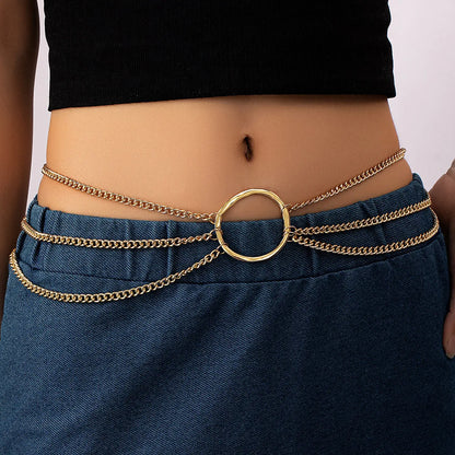 Simple Style Solid Color Alloy Chain Women's Waist Chain