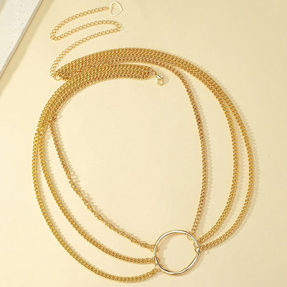 Simple Style Solid Color Alloy Chain Women's Waist Chain