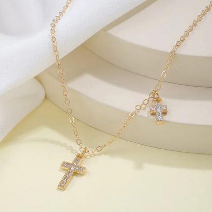 Simple Style Solid Color Alloy Inlay Rhinestones Women's Pendant Necklace