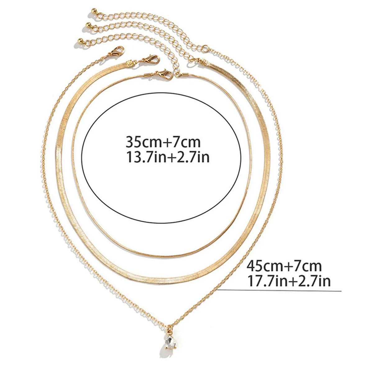 Simple Style Solid Color Zircon Alloy Wholesale Layered Necklaces