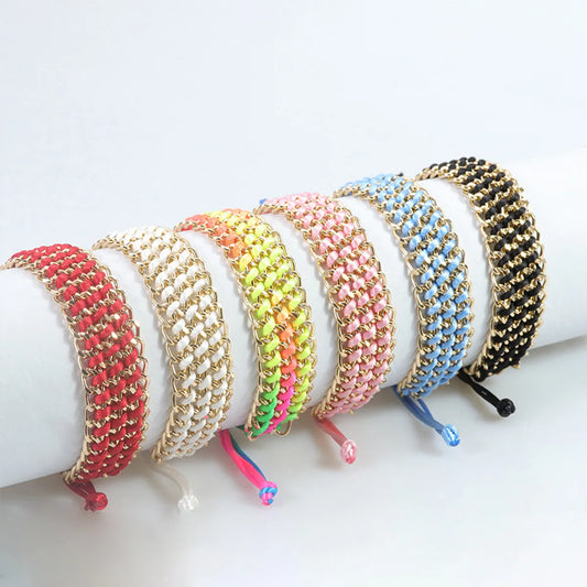 Simple Style Solid Color Alloy Knitting Unisex Bracelets