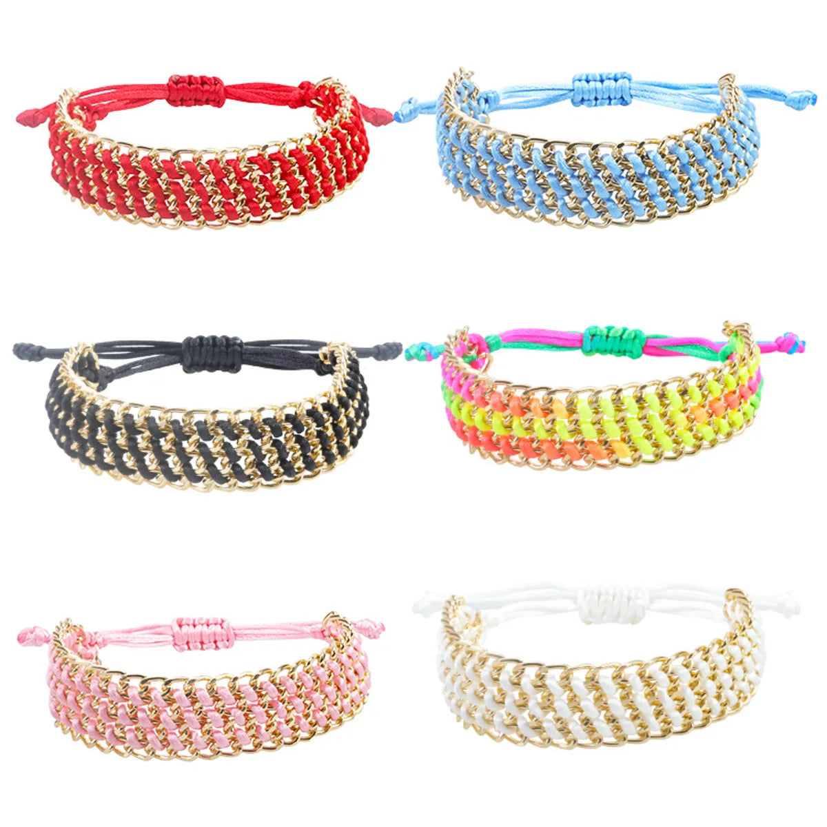 Simple Style Solid Color Alloy Knitting Unisex Bracelets