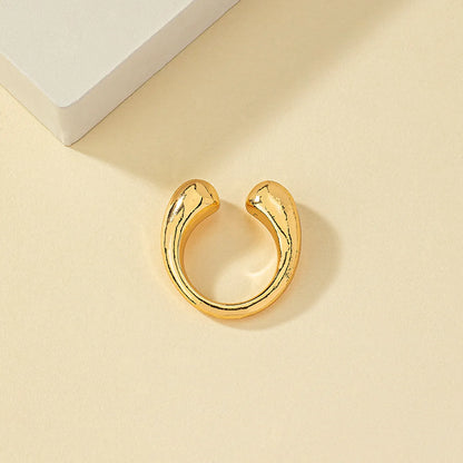 Simple Style Solid Color Alloy Plating 14k Gold Plated Women's Open Rings