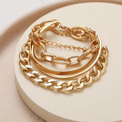 Simple Style Solid Color Alloy Plating Gold Plated Unisex Bracelets