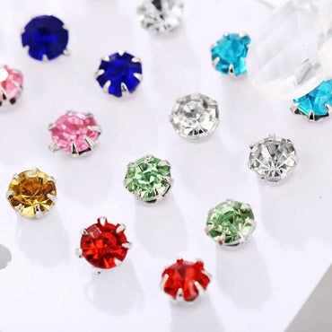 Simple Style Solid Color Alloy Plating Inlay Artificial Crystal Ear Studs 1 Set