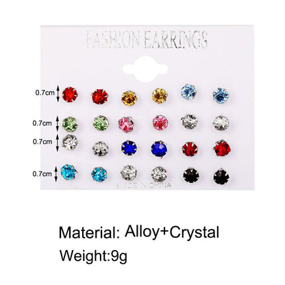 Simple Style Solid Color Alloy Plating Inlay Artificial Crystal Ear Studs 1 Set