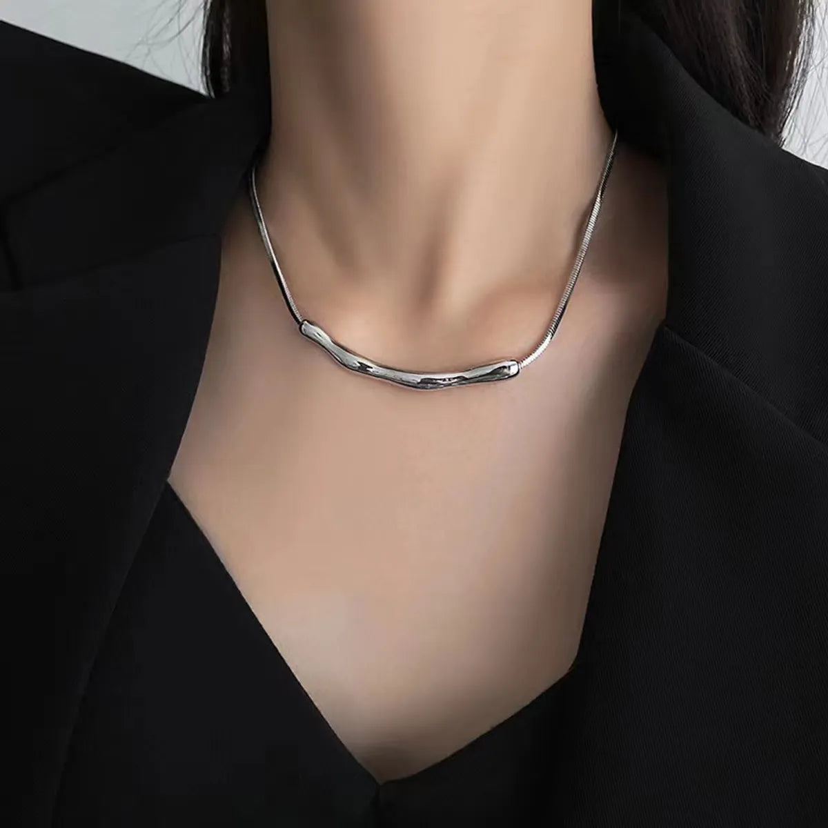 Simple Style Solid Color Alloy Titanium Steel Wholesale Necklace