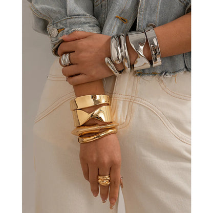 Simple Style Solid Color Alloy Wholesale Bangle