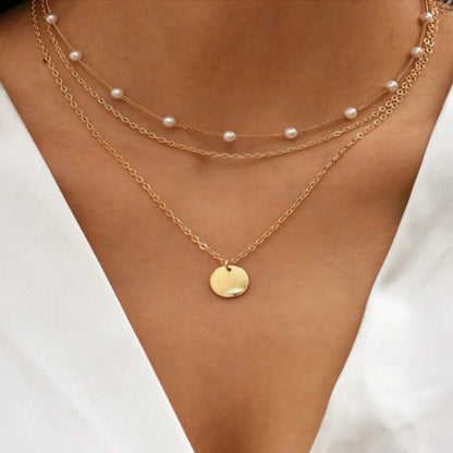 Simple Style Solid Color Alloy Wholesale Layered Necklaces