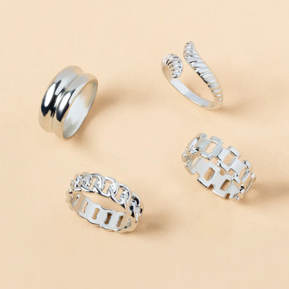 Simple Style Solid Color Alloy Wholesale Open Rings