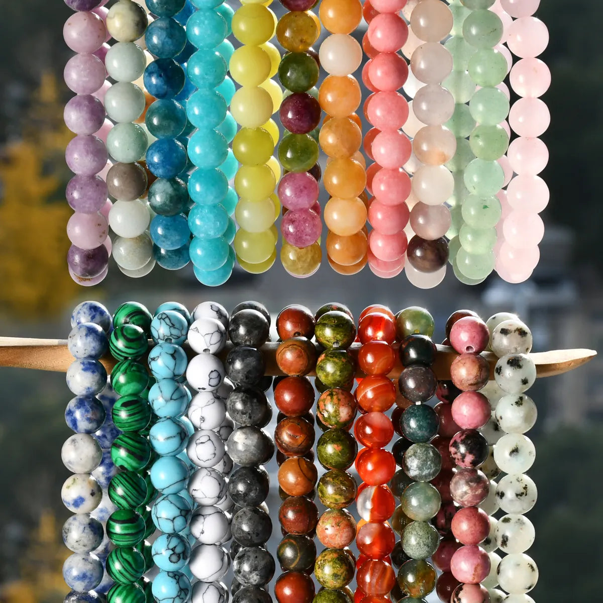 Simple Style Solid Color Artificial Gemstones Natural Stone Beaded Handmade Unisex Bracelets