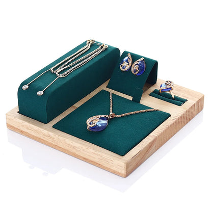 Simple Style Solid Color Bamboo Wood Jewelry Rack