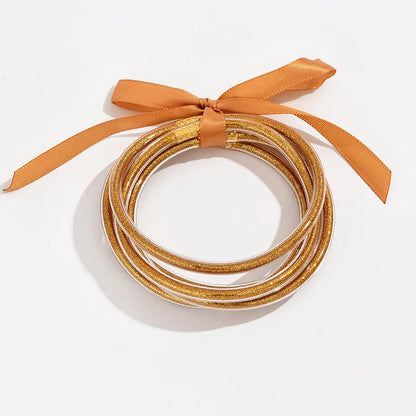 Simple Style Solid Color Bow Knot Resin Wholesale Bangle