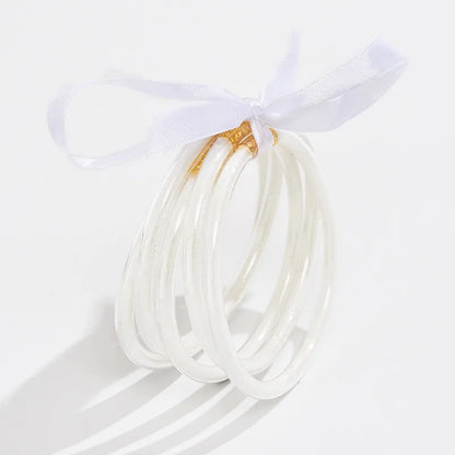 Simple Style Solid Color Bow Knot Resin Wholesale Bangle