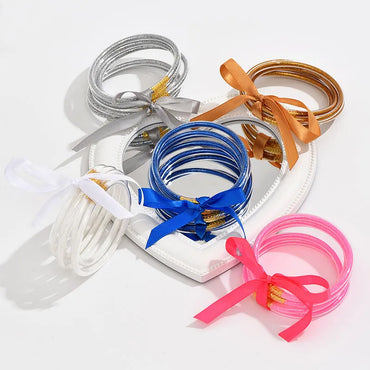 Simple Style Solid Color Bow Knot Resin Wholesale Bangle