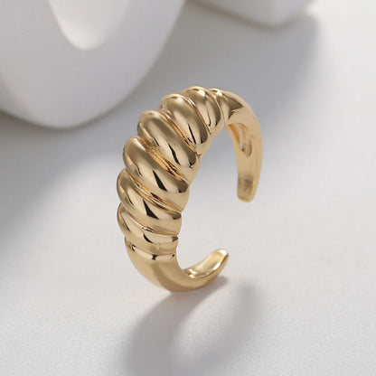 Simple Style Solid Color Brass Gold Plated Open Ring 1 Piece