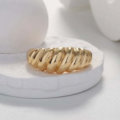 Simple Style Solid Color Brass Gold Plated Open Ring 1 Piece