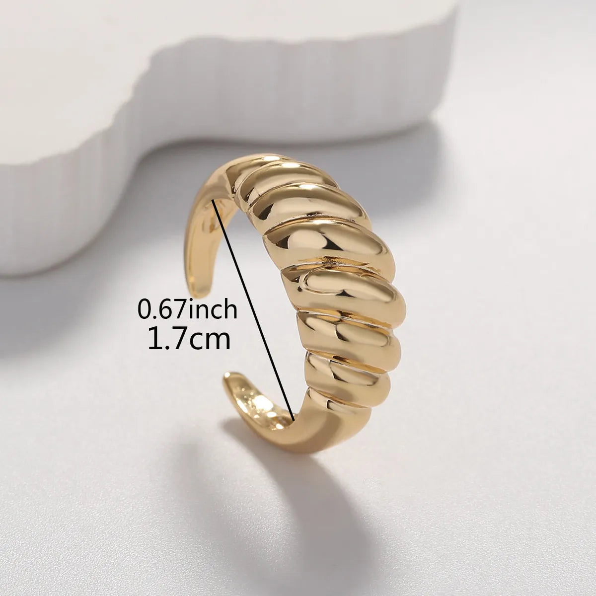 Simple Style Solid Color Brass Gold Plated Open Ring 1 Piece