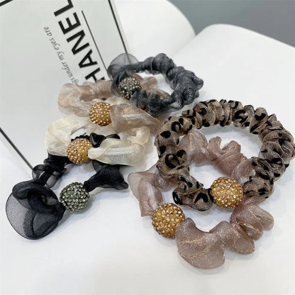 Simple Style Solid Color Cloth Inlay Rhinestones Hair Tie