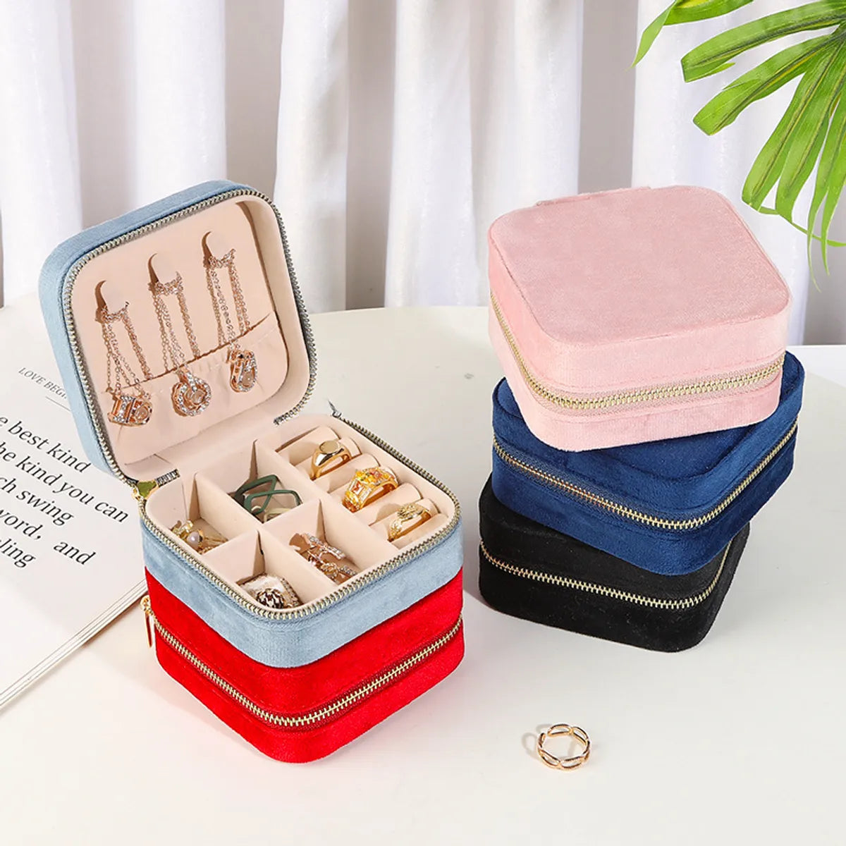 Simple Style Solid Color Cloth Wholesale Jewelry Boxes