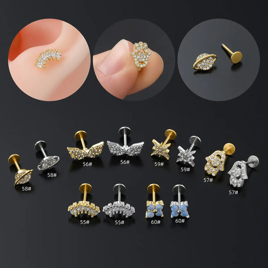 Simple Style Solid Color Copper 18k Gold Plated White Gold Plated Zircon Ear Studs In Bulk