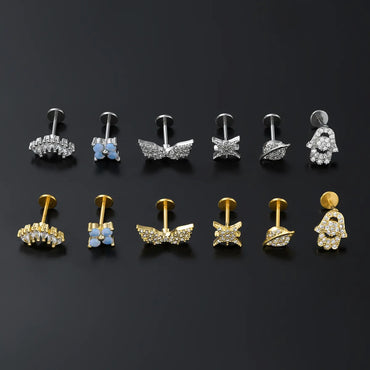 Simple Style Solid Color Copper 18k Gold Plated White Gold Plated Zircon Ear Studs In Bulk