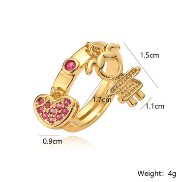 Simple Style Solid Color Copper 18k Gold Plated Zircon Open Rings In Bulk