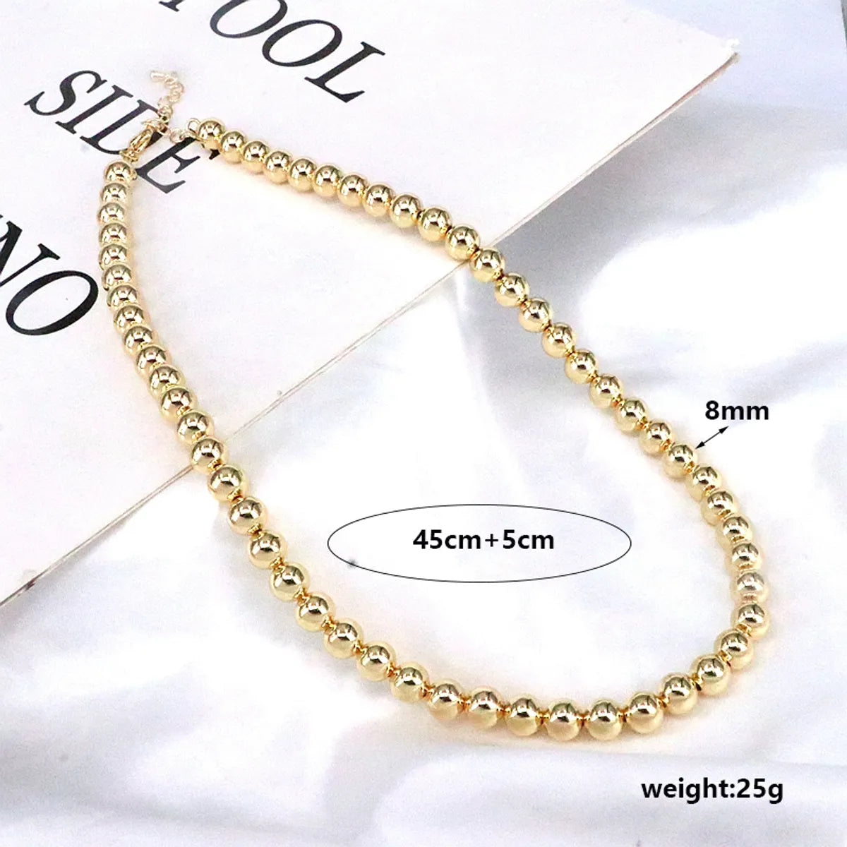 Simple Style Solid Color Copper Beaded Plating Gold Plated Necklace