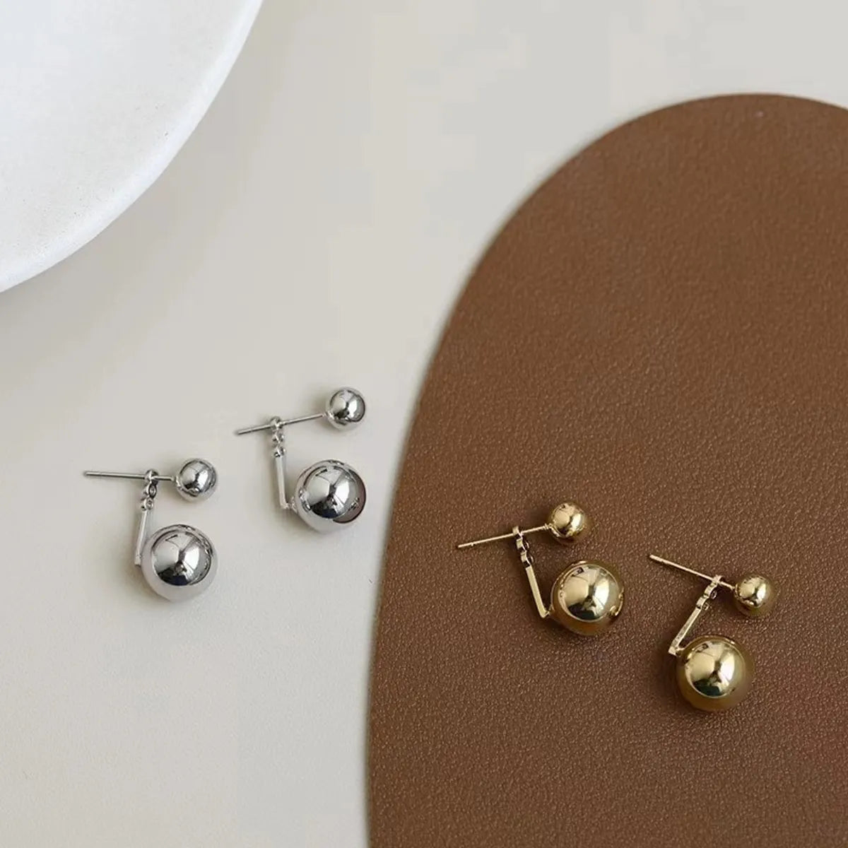 Simple Style Solid Color Copper Ear Studs Plating Copper Earrings