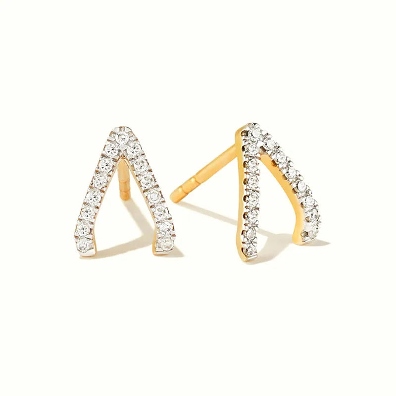 Simple Style Solid Color Copper Inlay Zircon Ear Studs 1 Pair