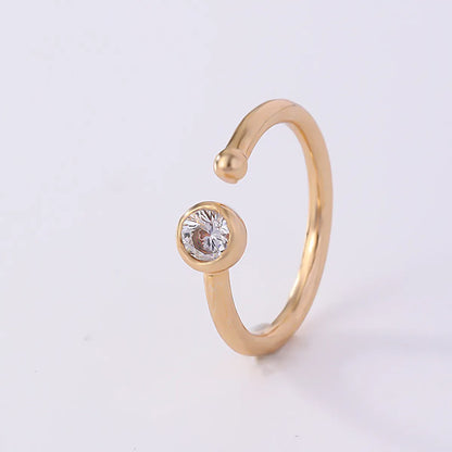 1 Piece Nose Rings & Studs Simple Style Solid Color Copper Inlay Zircon K Gold Plated