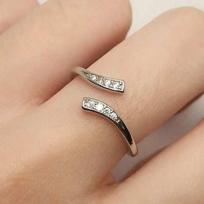 Simple Style Solid Color Copper Inlay Zircon Open Rings