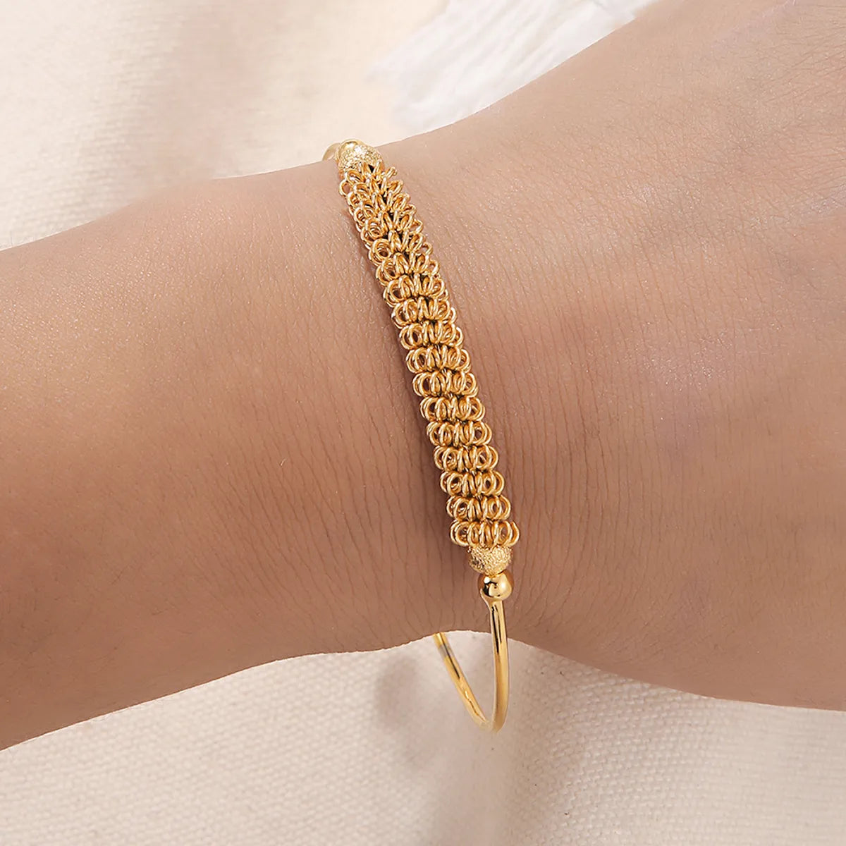 Simple Style Solid Color Copper Plating 18k Gold Plated Bangle