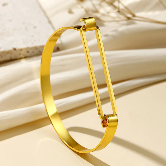 Simple Style Solid Color Copper Plating 18k Gold Plated Bangle